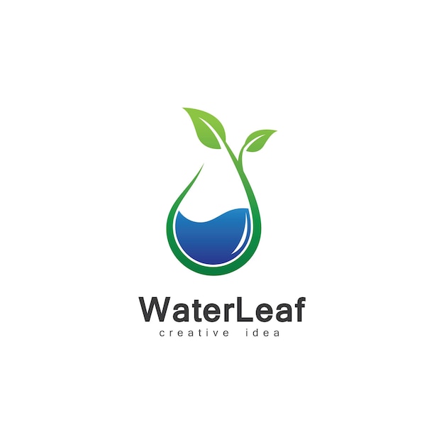 Creative Drop Water and Leaf Concept Logo Design Template