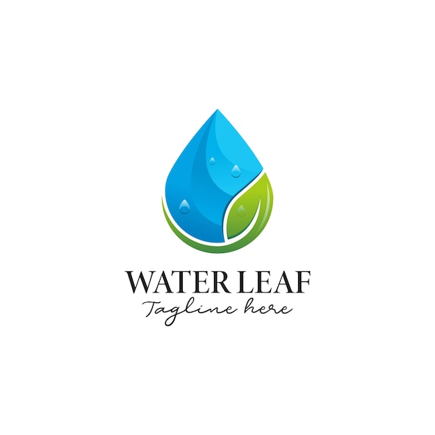 creative drop water and leaf concept logo design template