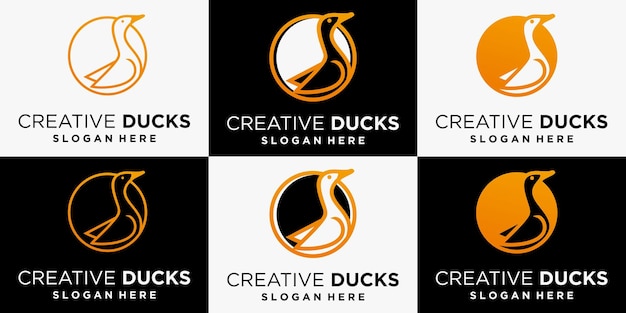 Creative duck logo vector duck logo design with line concept