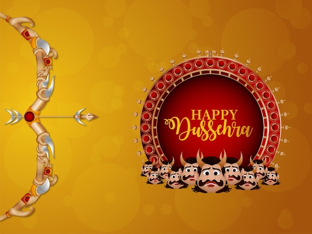 Creative dussehra background with realistic arrow and bow