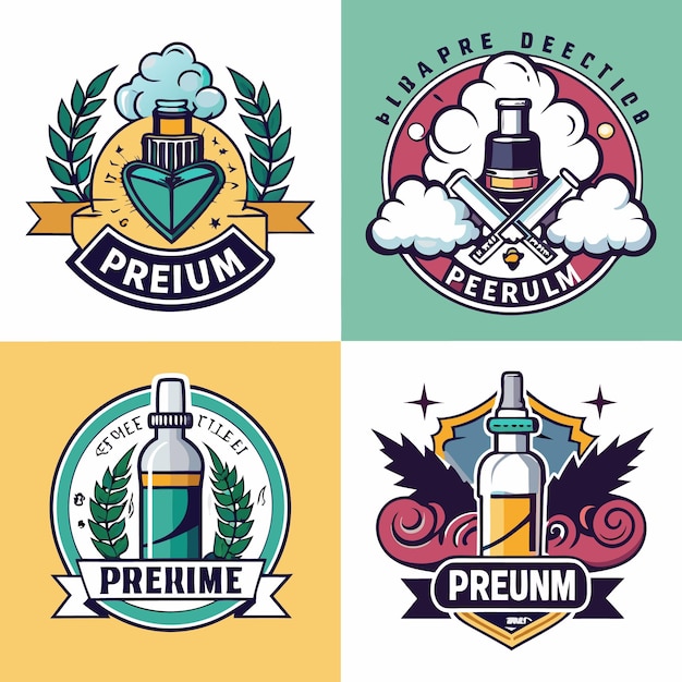 Vector creative ecigarette vapor vape logo design ecigarette factory badge and ecigarette icon