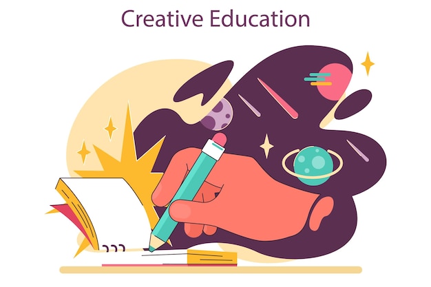 Creative education Character getting a drawing course for future