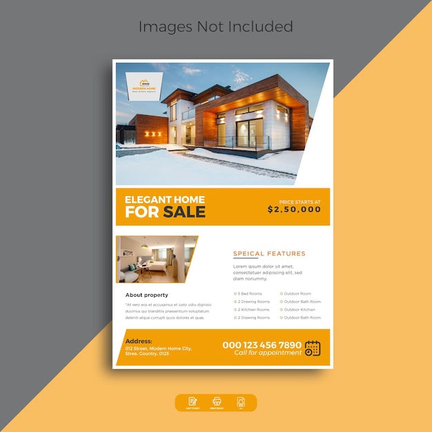 Creative elegant real estate home property sale print ready A4 flyer template design