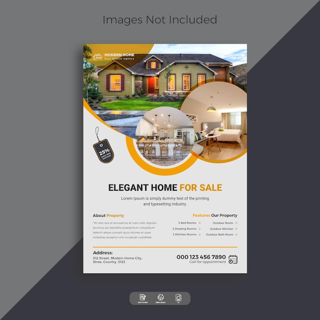 Creative elegant real estate home property sale print ready A4 flyer template design