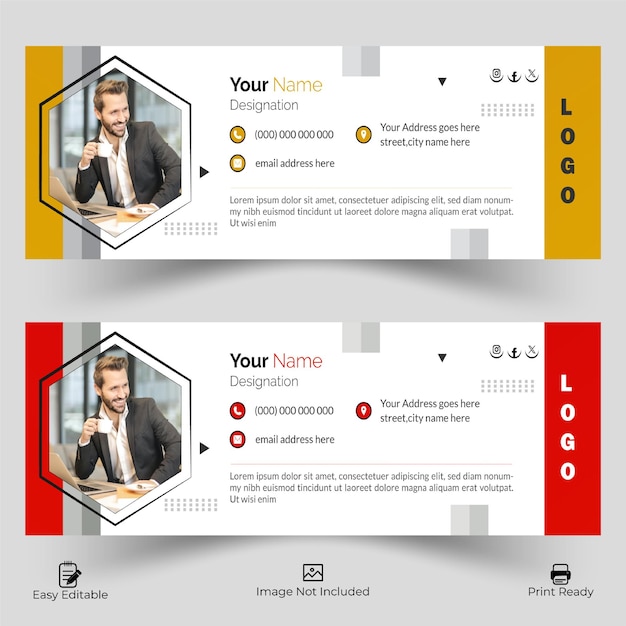 Creative Email signature or email footer and personal or business social media cover design template