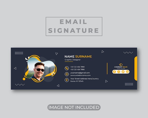 Creative email signature template or personal footer and social media cover design