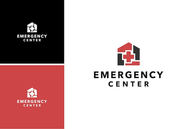 creative emergency home center logo vector with medical concept