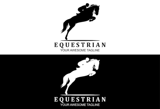 Creative equestrian silhouette logo template