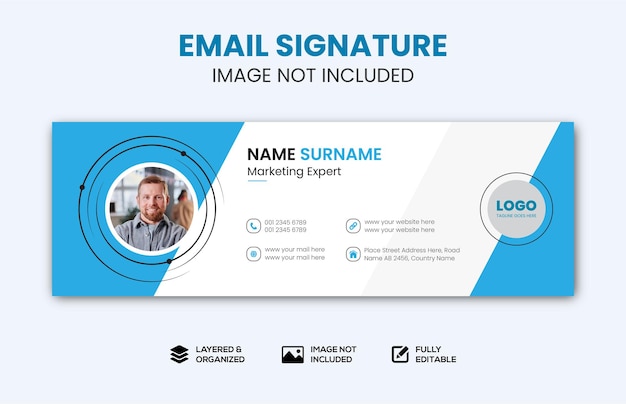 Creative and eyecatching email signature design template Premium Vector