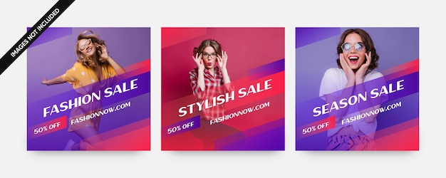 Creative fashion sale social media post templates