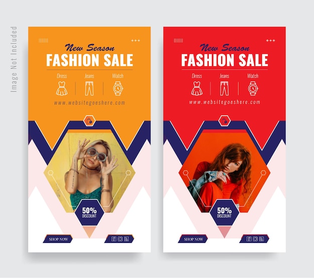 Creative Fashion Social Media Instagram Stories Banner Template Premium Vector