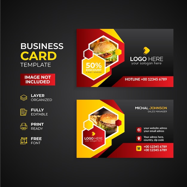 creative fast food business card template design