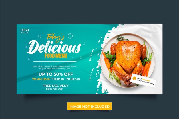 Creative fast food business promotion web banner template design