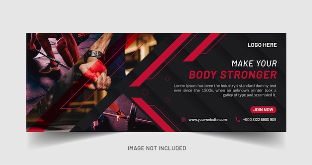 Creative fitness or gym web banner social media template