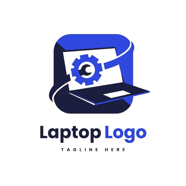 Creative flat design laptop logo template