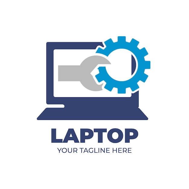 Creative flat laptop logo template