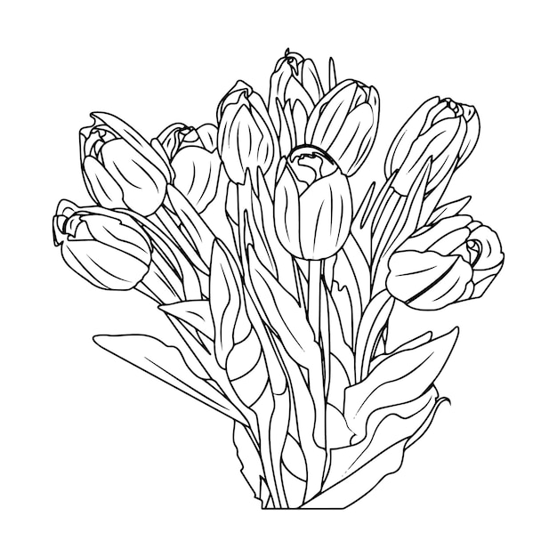 Creative Floral Hand Drawn Flower Line Art Design