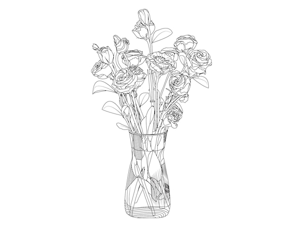 Creative floral hand-drawn flower line art design