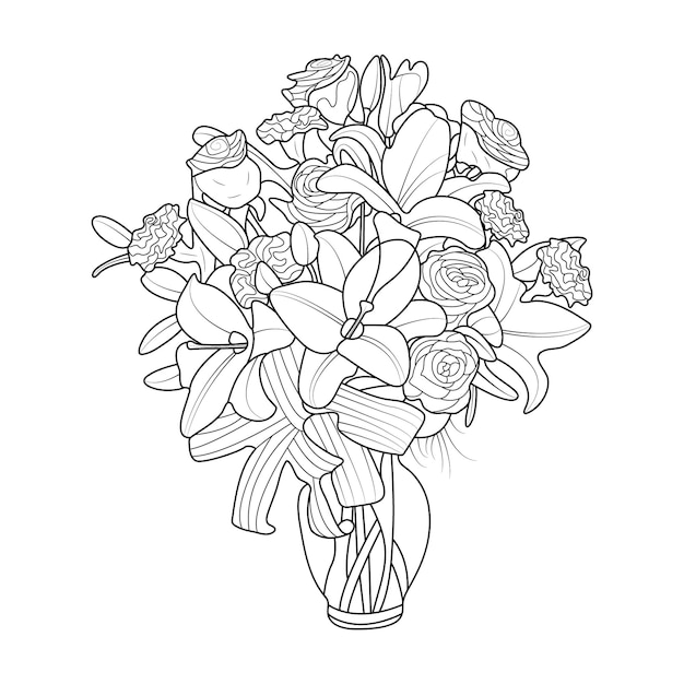 creative Floral Hand Drawn Flower Line Art Design