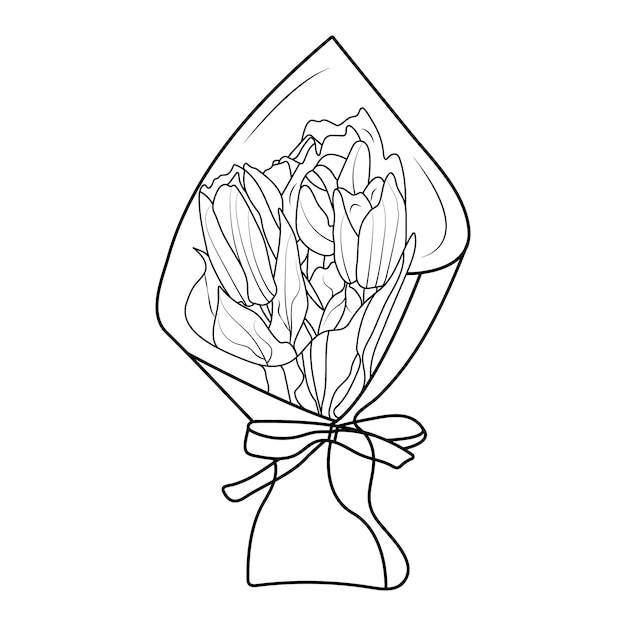 creative Floral Hand Drawn Flower Line Art Design