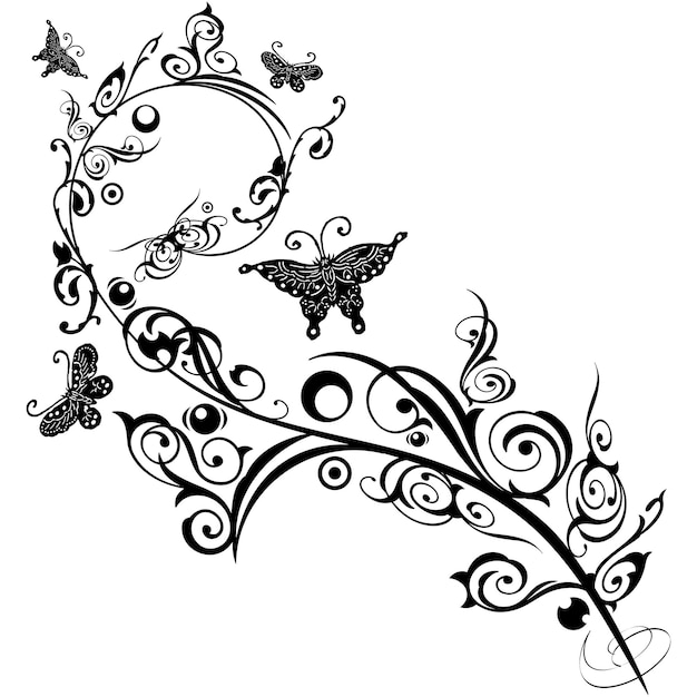 Creative Floral Silhouette Butterfly Vector Illustration Design 2