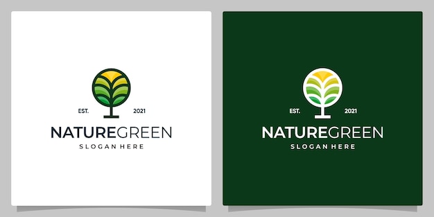 Creative flower tree logo design with circle shape. nature tree leaf logo design in full color.