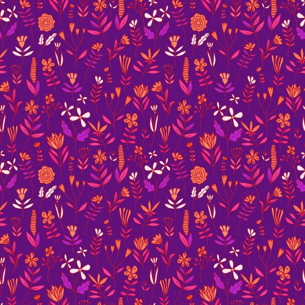 Creative flowers and leaves seamless pattern Cute wildflower wallpaper