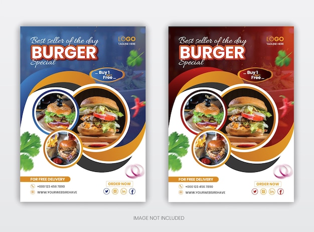 Creative food flyer fast food template design restaurant