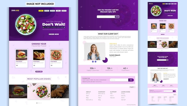 Creative food landing page web template