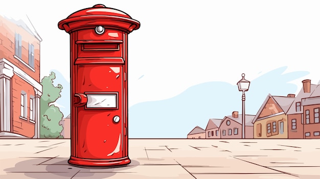 Vector creative freehand drawn cartoon post box illustration