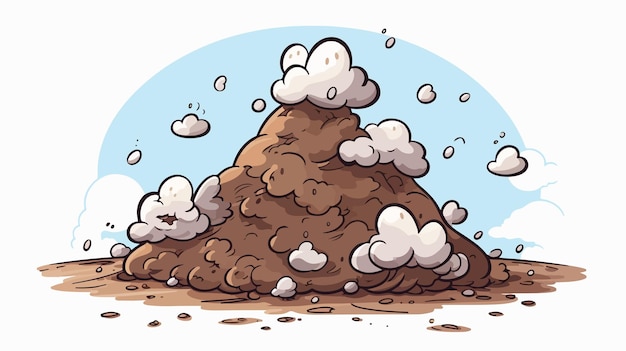 Vector creative freehand textured cartoon of steaming pile of poop