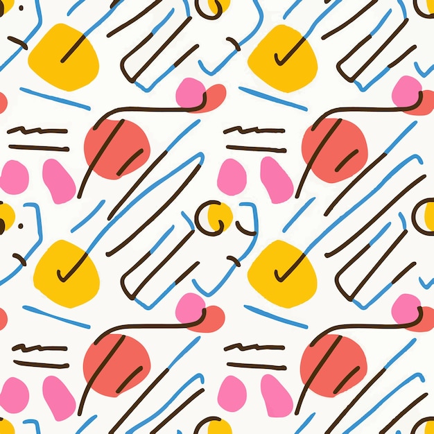 Vector creative fun line doodles vector illustration seamless pattern design