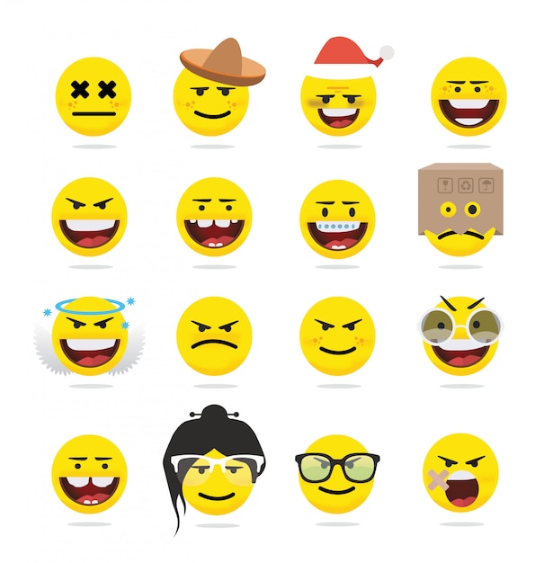 Creative funny flat style emoji emoticons 