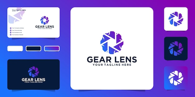 Creative gear logo design inspiration and camera lens