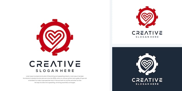 Creative gear and love logo concept