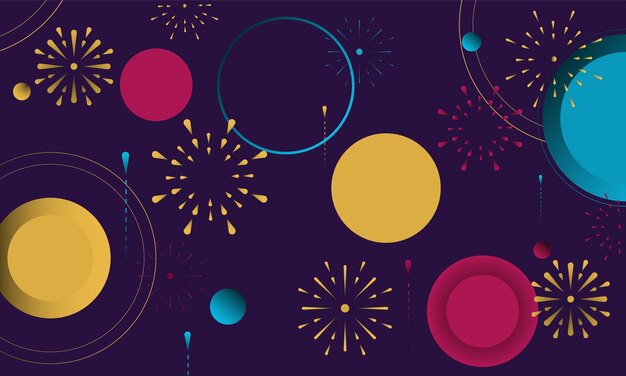 Vector creative geometric background simple and various fireworks pattern design in the night sky simple pattern design template vector design