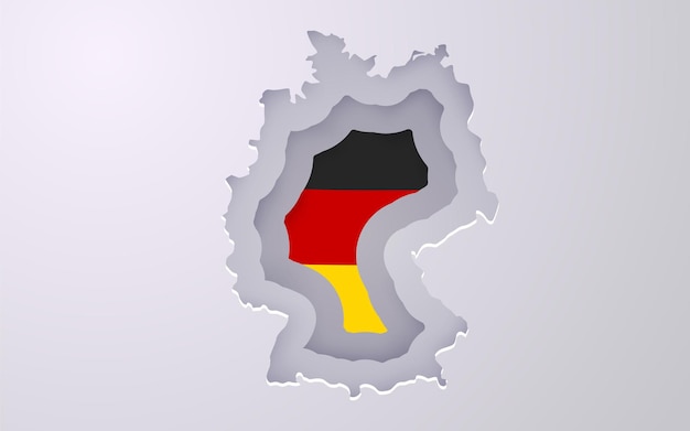 Creative Germany map with flag colors in paper cut style