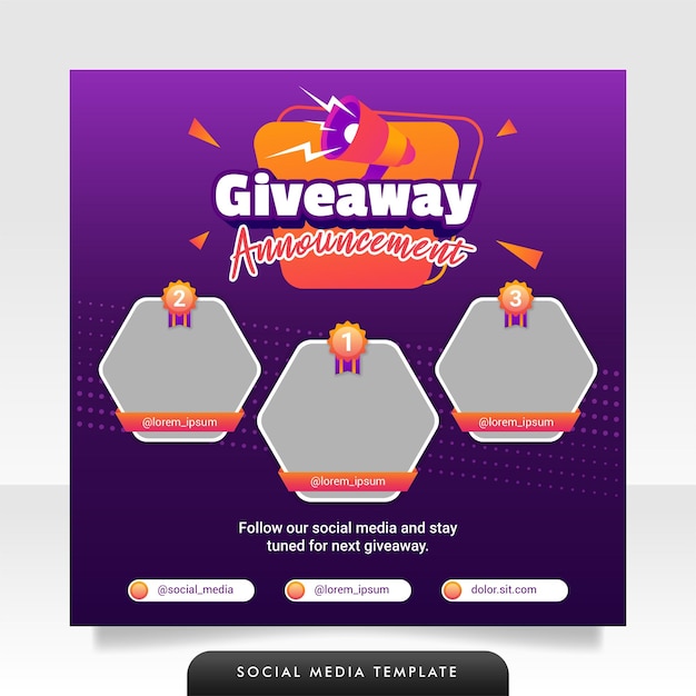 Creative giveaway winner announcement social media post banner template