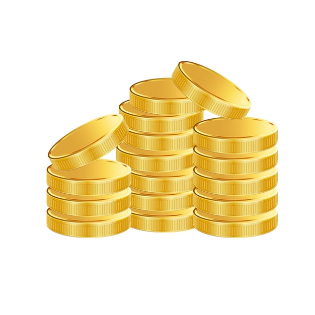 Creative golden networking money coin in different positions money design vector