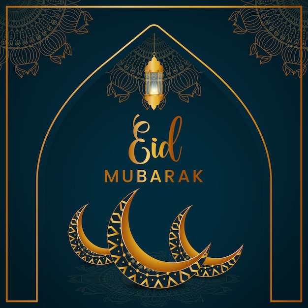 Creative Goldern Design for Eid Mubarak, Vector Art Image