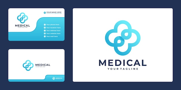 Creative gradient Cross plus medical logo icon design and business card