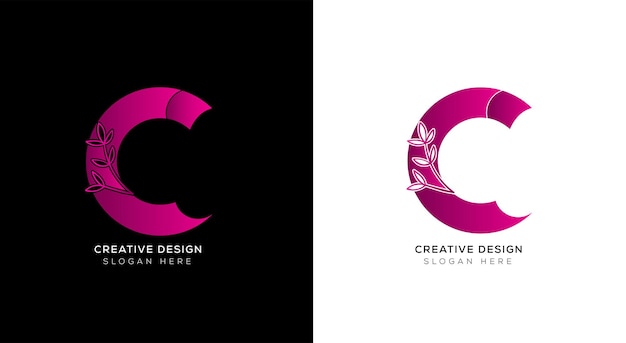 Creative gradient letter c logo design template with black and white.