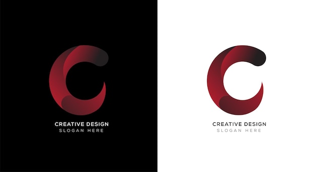 Creative gradient letter c logo design template with black and white.