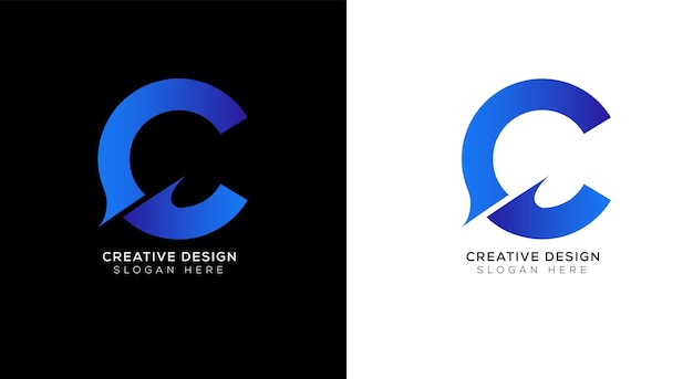 Creative gradient letter c logo design template with black and white.