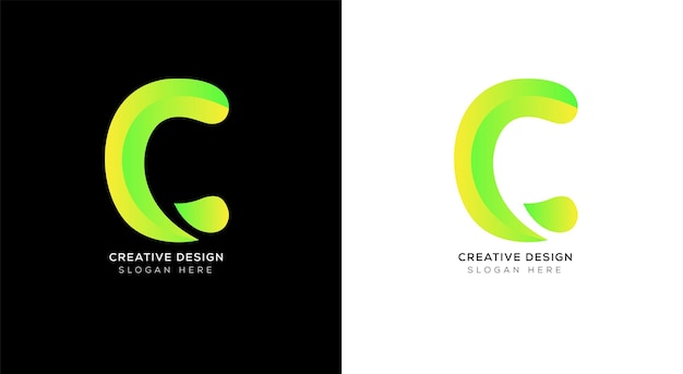 Creative gradient letter c logo design template with black and white.