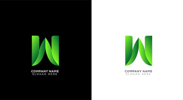 Creative gradient letter w logo design template with black and white