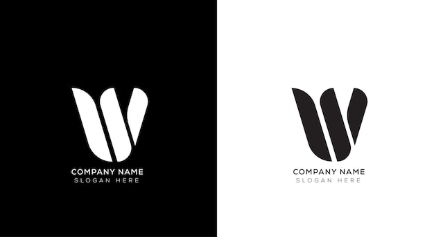 Vector creative gradient letter w logo design template with black and white