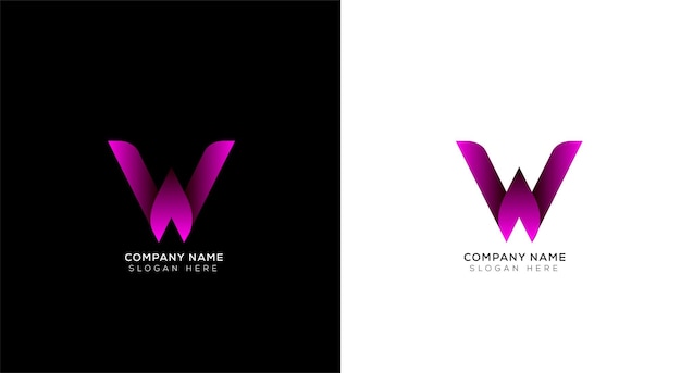 Creative gradient letter w logo design template with black and white