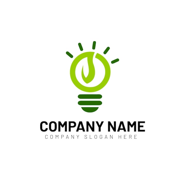 Creative green bulb leaf logo design