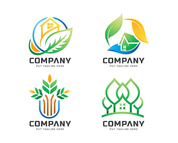 Creative green house logo for lanscape business company